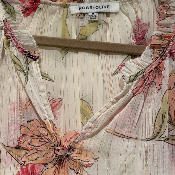 Rose + Olive sheer blouse size M - Picture 6 of 8